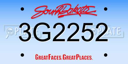3G2252 South Dakota License Plate