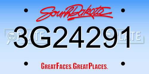 3G24291 South Dakota License Plate