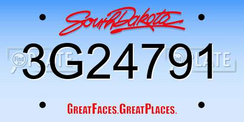 3G24791 South Dakota License Plate