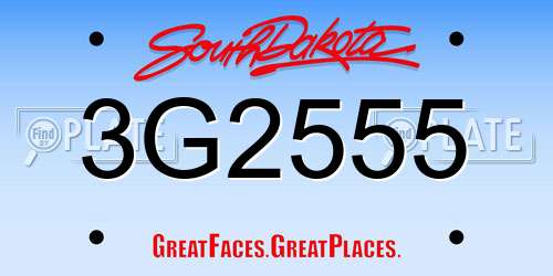 3G2555 South Dakota License Plate