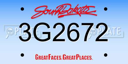 3G2672 South Dakota License Plate