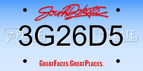 3G26D5 South Dakota License Plate