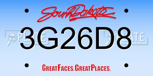 3G26D8 South Dakota License Plate
