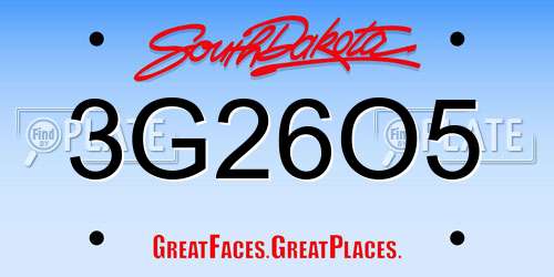 3G26O5 South Dakota License Plate