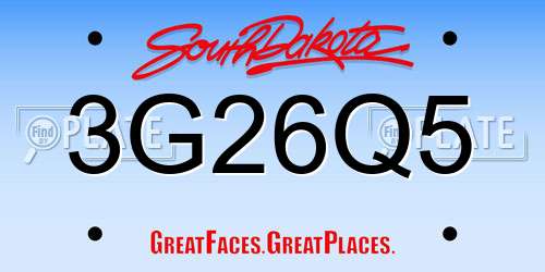 3G26Q5 South Dakota License Plate