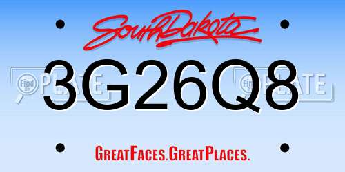3G26Q8 South Dakota License Plate
