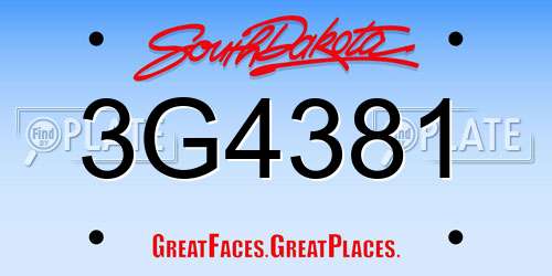 3G4381 South Dakota License Plate