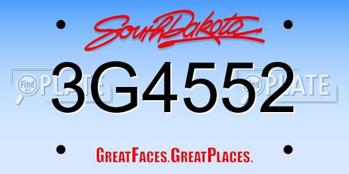 3G4552 South Dakota License Plate
