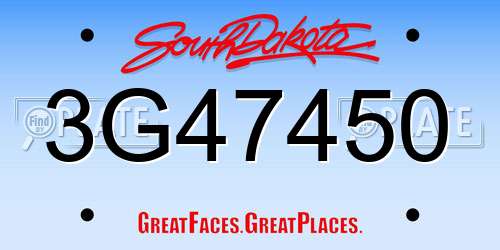 3G47450 South Dakota License Plate