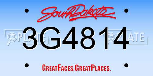3G4814 South Dakota License Plate