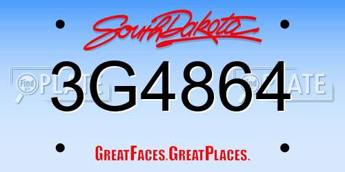 3G4864 South Dakota License Plate