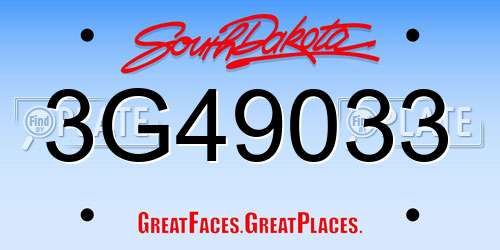 3G49033 South Dakota License Plate