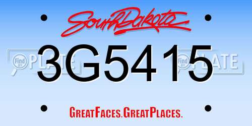 3G5415 South Dakota License Plate