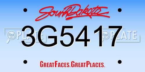 3G5417 South Dakota License Plate