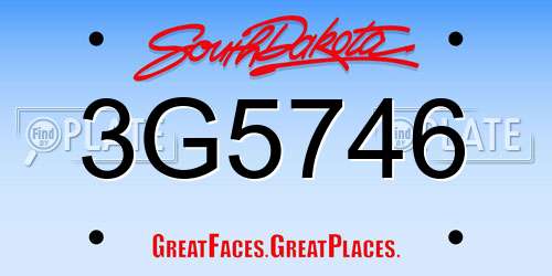 3G5746 South Dakota License Plate