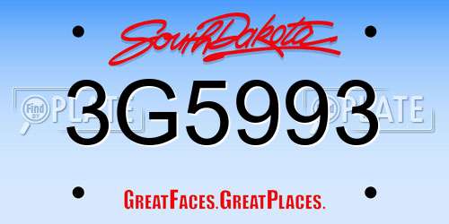 3G5993 South Dakota License Plate