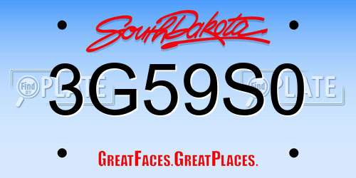 3G59S0 South Dakota License Plate