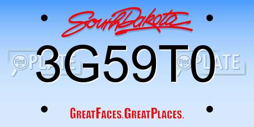 3G59T0 South Dakota License Plate