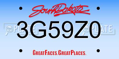3G59Z0 South Dakota License Plate