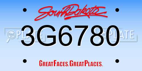 3G6780 South Dakota License Plate