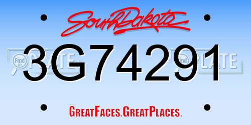 3G74291 South Dakota License Plate