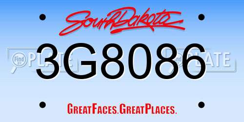 3G8086 South Dakota License Plate