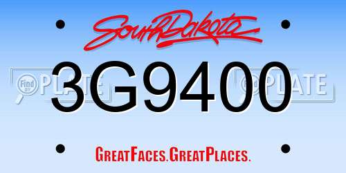 3G9400 South Dakota License Plate