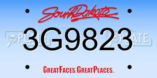 3G9823 South Dakota License Plate