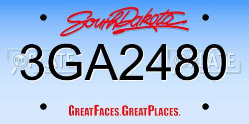 3GA2480 South Dakota License Plate