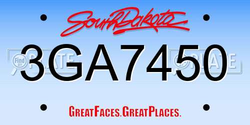 3GA7450 South Dakota License Plate