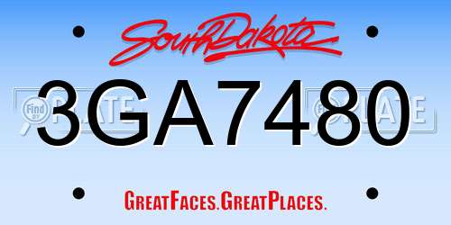 3GA7480 South Dakota License Plate