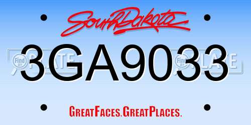 3GA9033 South Dakota License Plate
