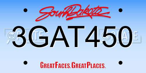 3GAT450 South Dakota License Plate