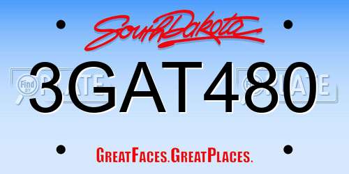 3GAT480 South Dakota License Plate
