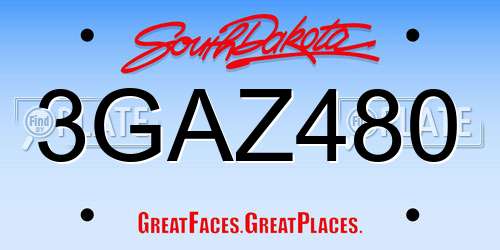 3GAZ480 South Dakota License Plate