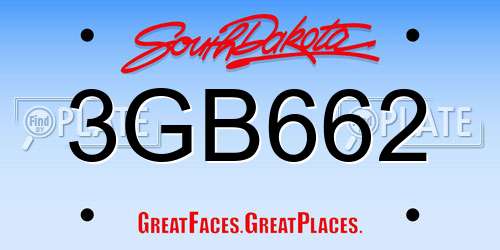 3GB662 South Dakota License Plate