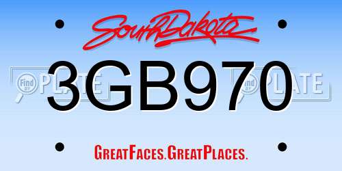 3GB970 South Dakota License Plate