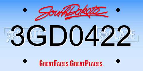 3GD0422 South Dakota License Plate