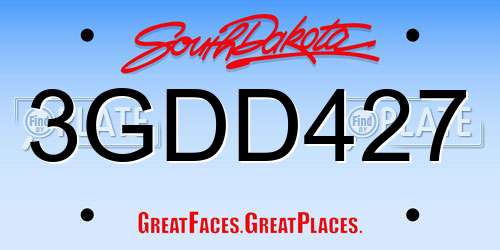 3GDD427 South Dakota License Plate