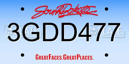 3GDD477 South Dakota License Plate