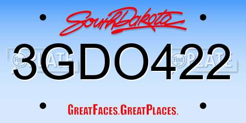 3GDO422 South Dakota License Plate