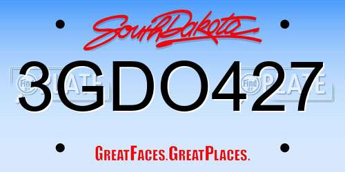 3GDO427 South Dakota License Plate