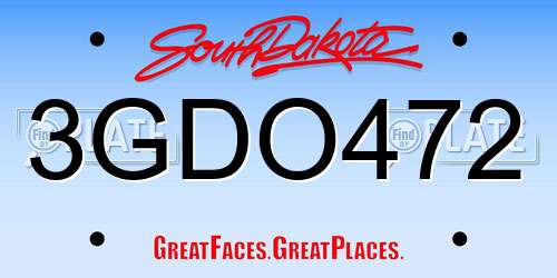 3GDO472 South Dakota License Plate