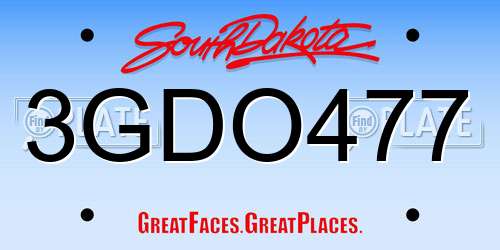 3GDO477 South Dakota License Plate