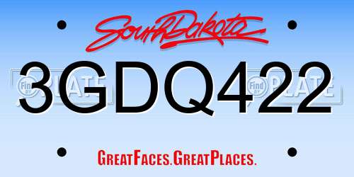 3GDQ422 South Dakota License Plate