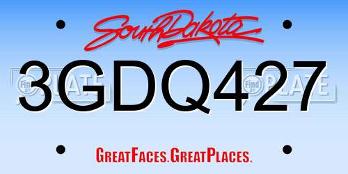 3GDQ427 South Dakota License Plate