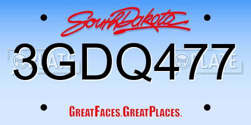 3GDQ477 South Dakota License Plate