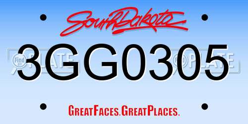 3GG0305 South Dakota License Plate