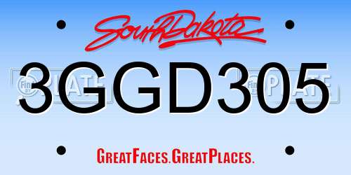 3GGD305 South Dakota License Plate