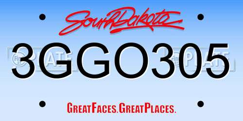 3GGO305 South Dakota License Plate